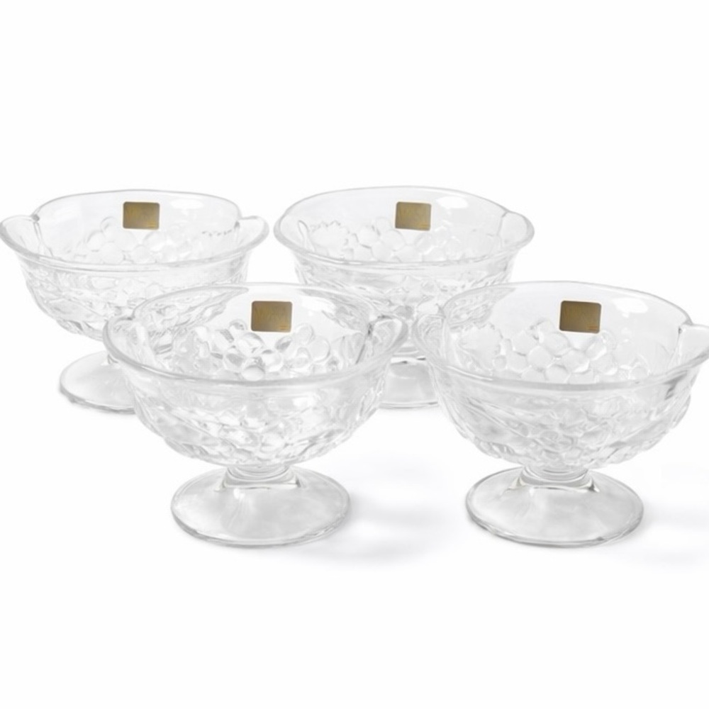 Mikasa Crystal Bounty Sherbet Footed Dishes Set Of 4 NOS